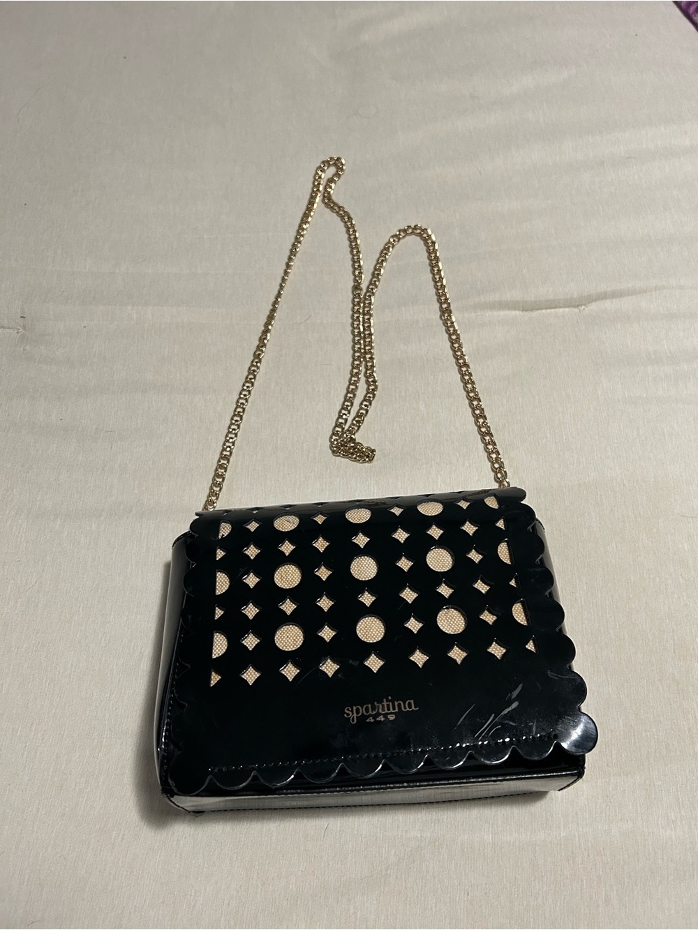 Spartina 449 Black Crossbody Bag with Gold Chain Strap